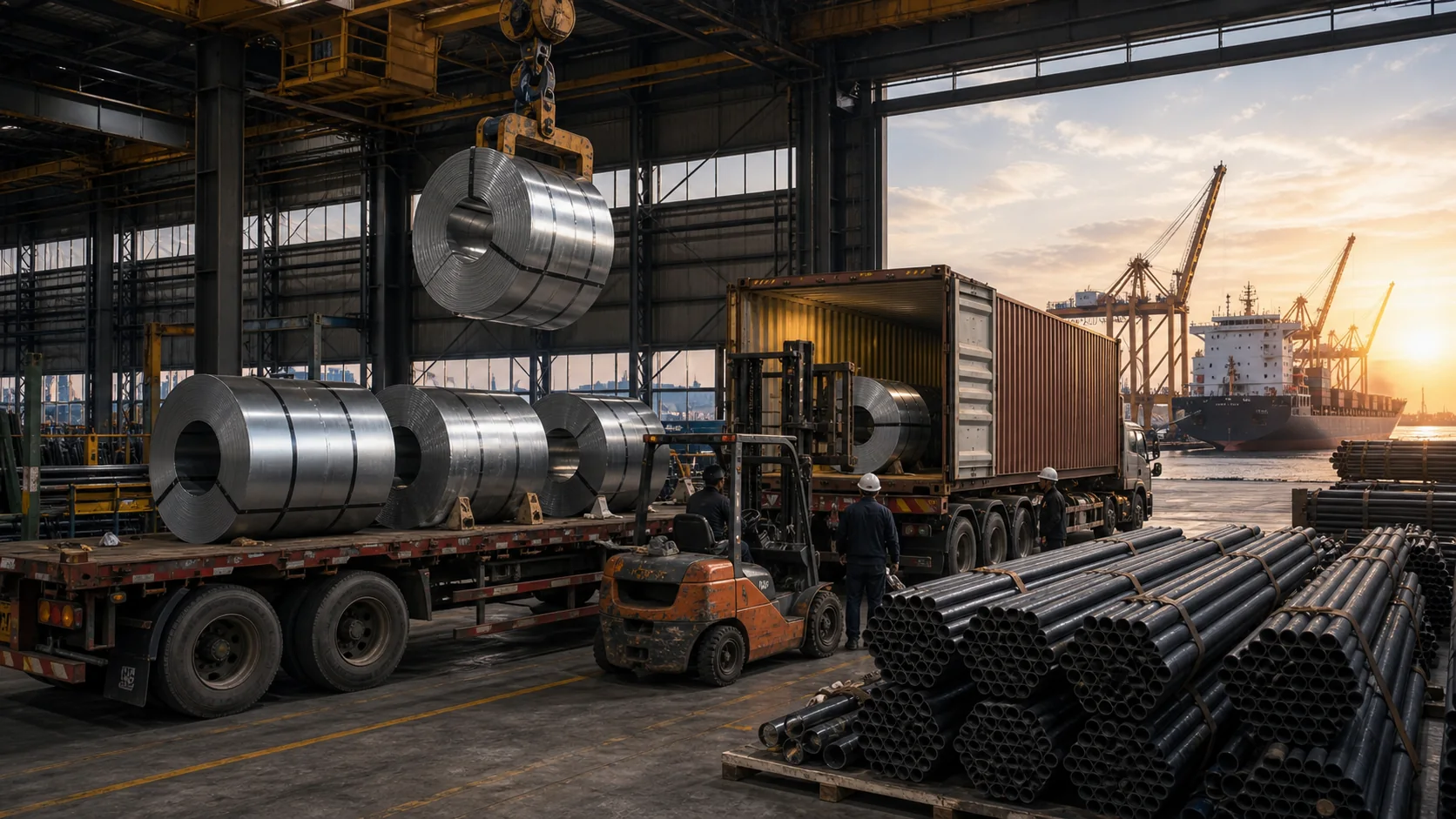 Steel export loading and logistics coordination